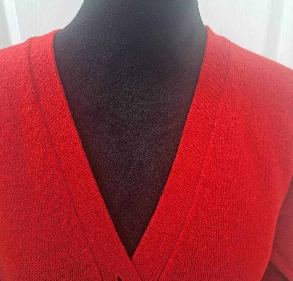 Parker of Vienna 100% Lambswool Red Cardigan